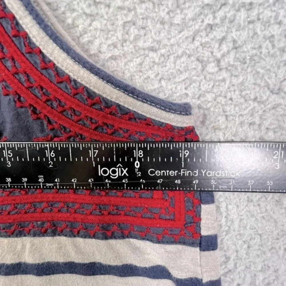 FREE PEOPLE WOMENS TANK TOP GRAY BLUE STRIPES SIZE S